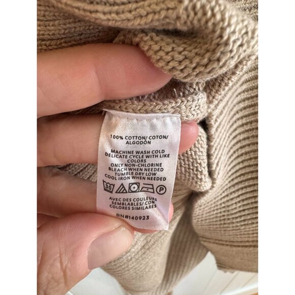 NWT Loft Tan Red Maroon Striped Ribtrim Mock Neck Sweater Womens Size Large - Picture 9 of 11